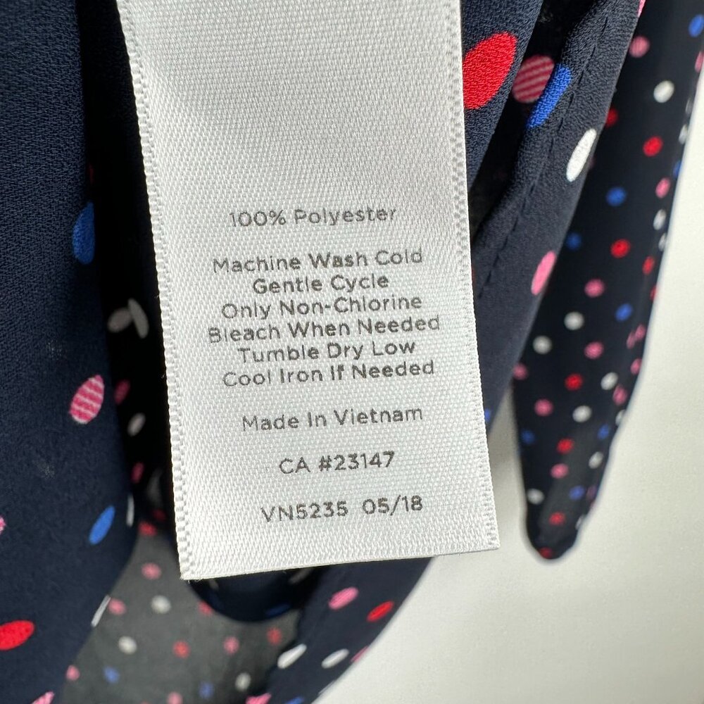 Talbots Women's Polka Dot Blouse L Long Sleeve USA Red White Blue Peasant - Picture 6 of 6